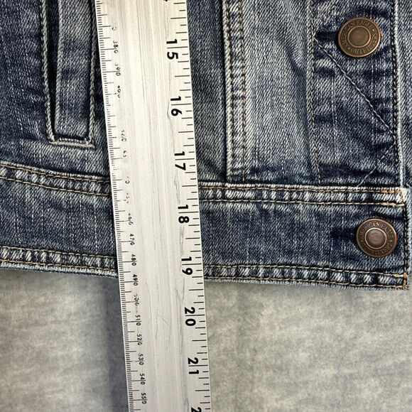 American Eagle Jean Jacket Denim Light Medium Wash Semi-Cropped Western M - Picture 8 of 15